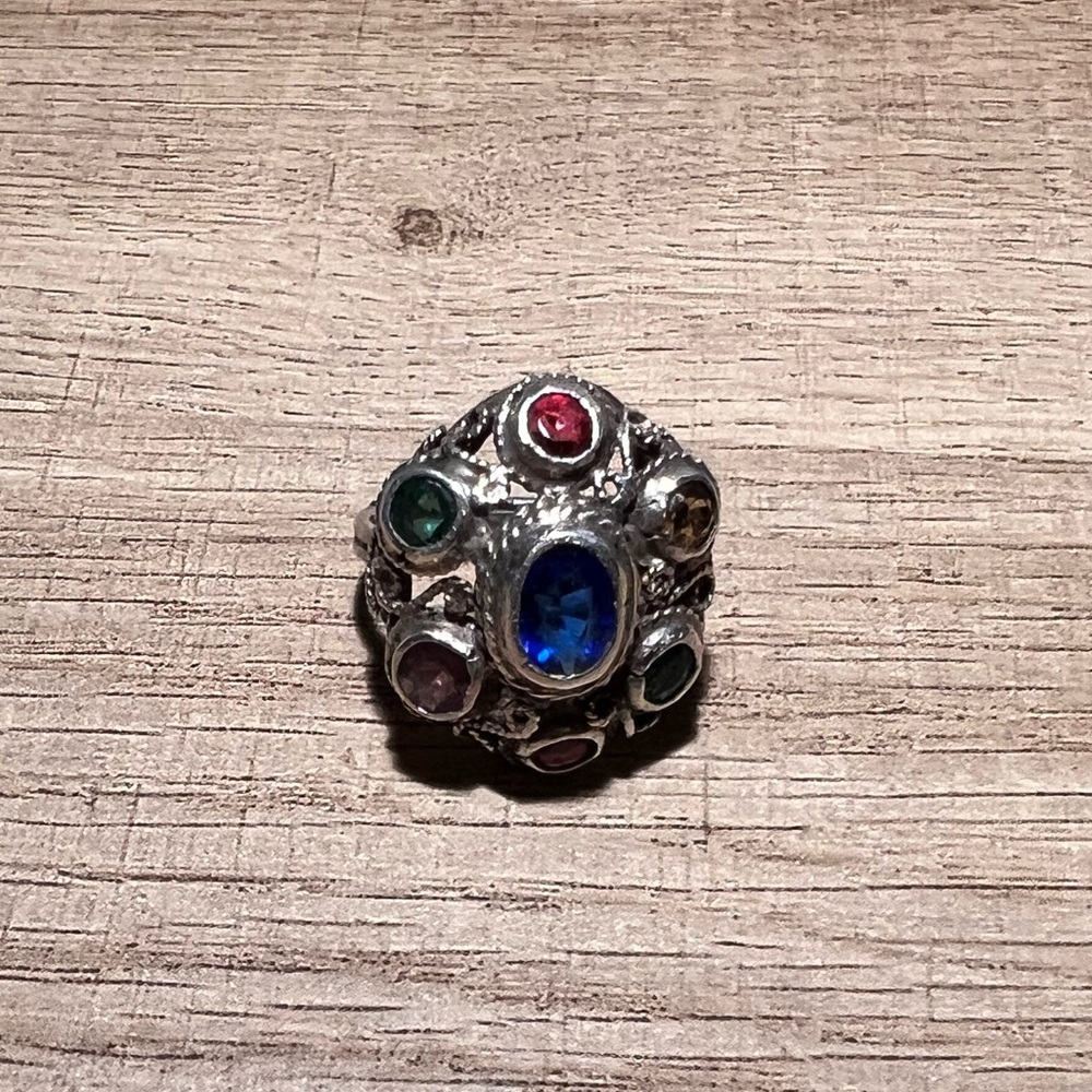 Multi-Stone Emerald Ruby Sapphire Topaz Marcasite… - image 4